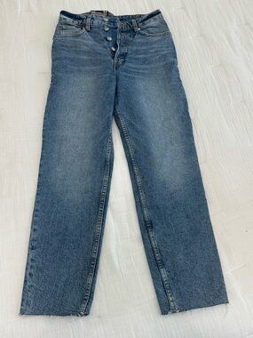 H&M Blue Straight-Leg Button-Fly Jeans